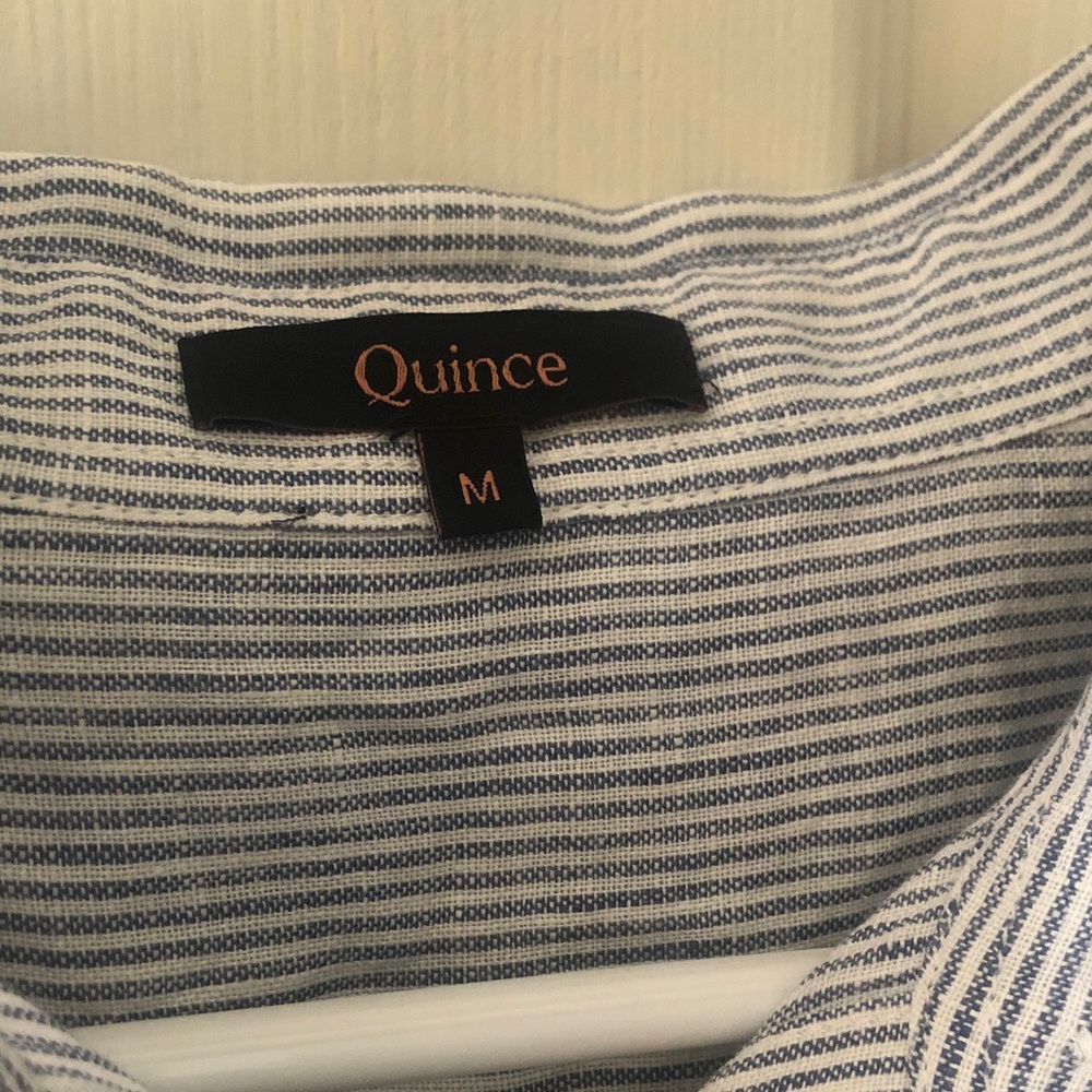 Quince linen Navy and White Striped Top (Pj)